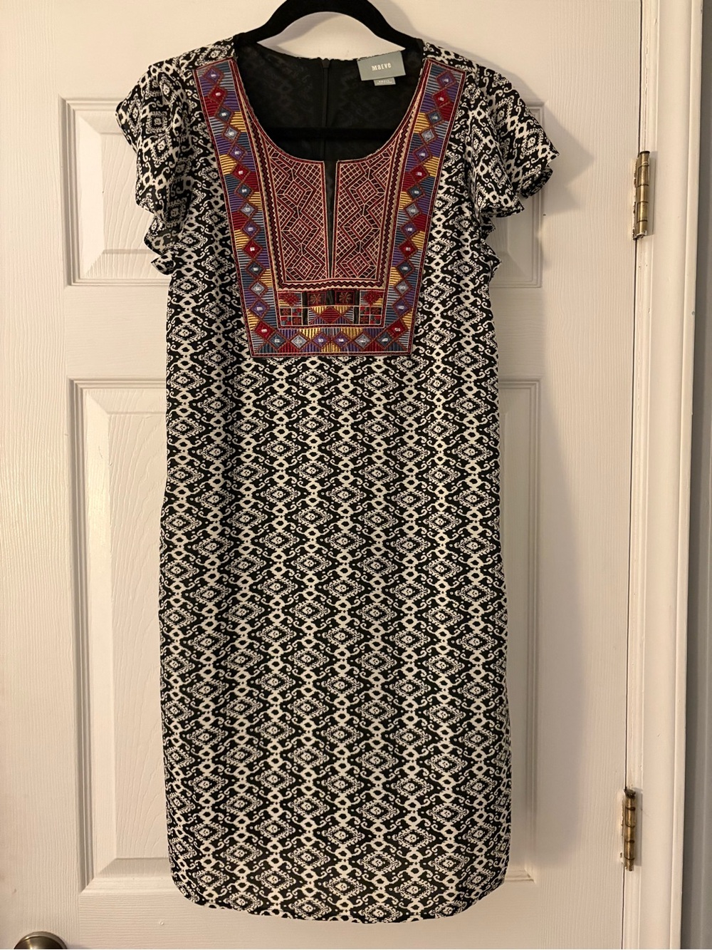Anthropogie Maeve Boho Midi dress with Tribal Aztec yoke
